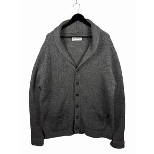 Line of Trade Dockside Shawl Cardigan Men's 2XL Gray Shetland Wool Ribbed